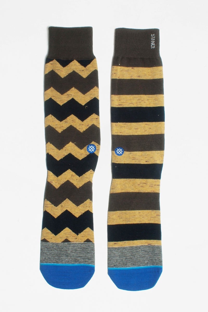 STANCE 襪子 - Jeeves 芥末黃條紋與鋸齒紋 男襪 - M340C14JEE 2