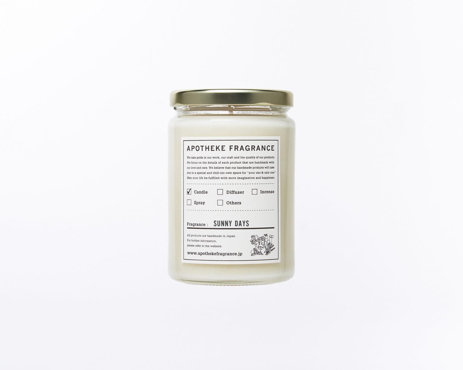 APOTHEKE FRAGRANCE – Glass Jar Candle / 玻璃罐裝蠟燭 - SUNNY DAYS 香味 1