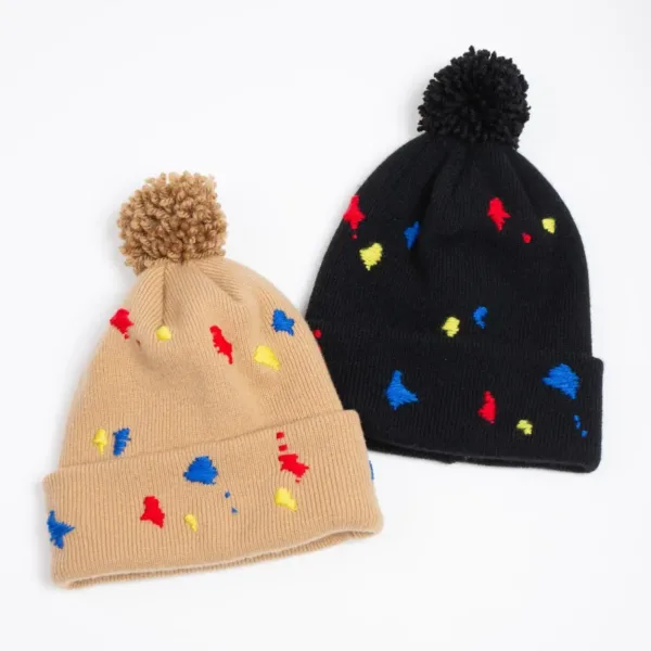 Indietro Association – IA Paint Embroidery Knit Cap 135 潑漆刺繡毛球針織帽